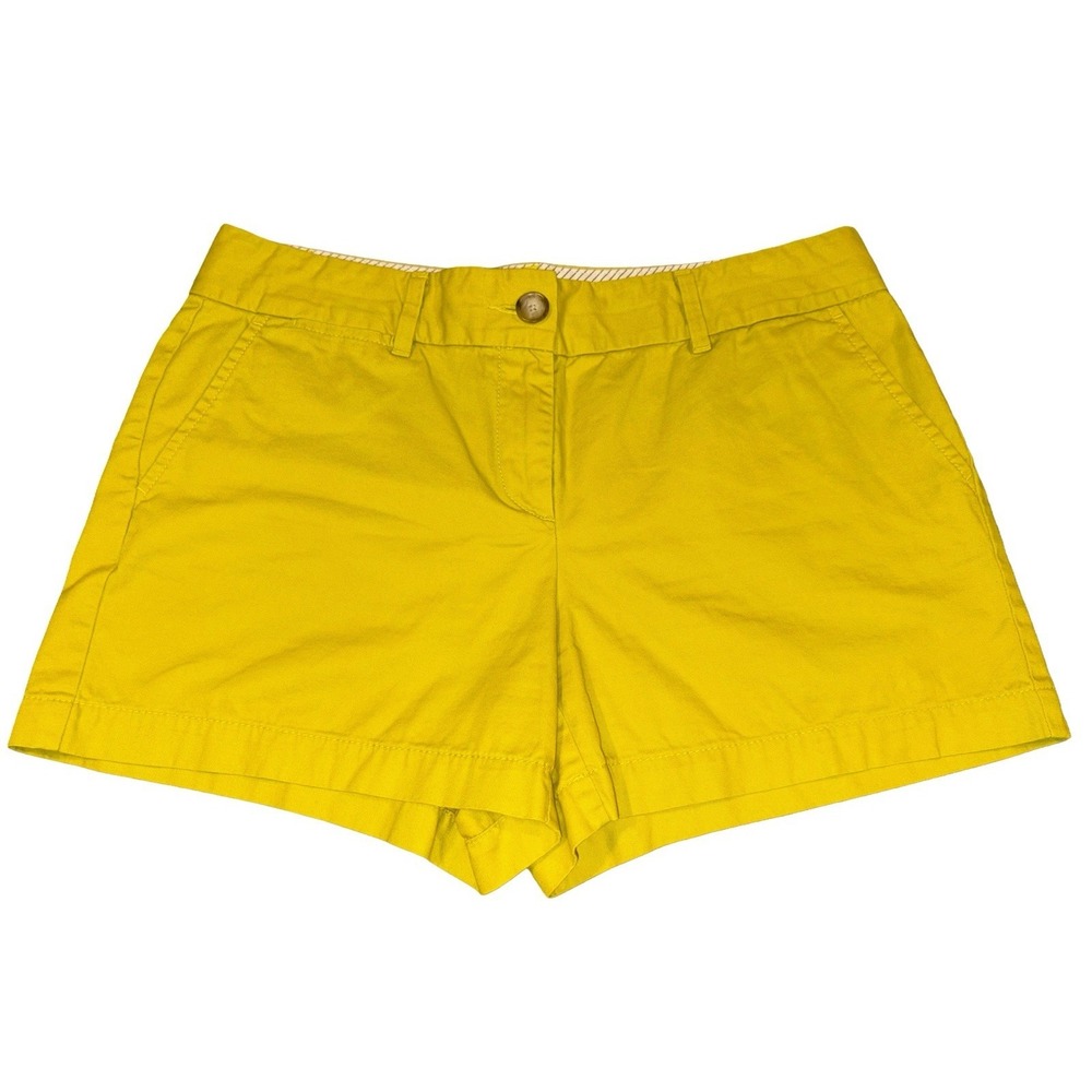 Ann Taylor LOFT Chino Shorts Women's 6 Yellow Green Low Rise 4" Casual Preppy